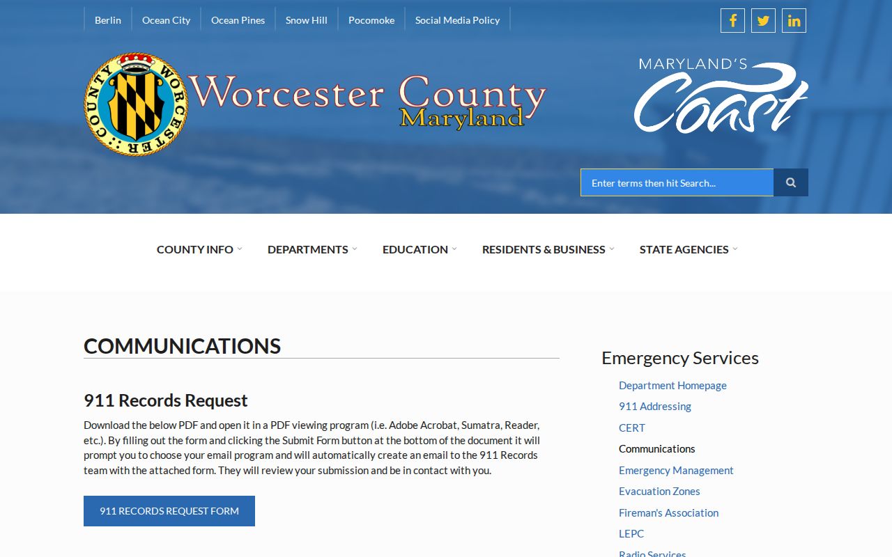 Worcester County municipal court warrant: county communications room that supports warrant confirmation