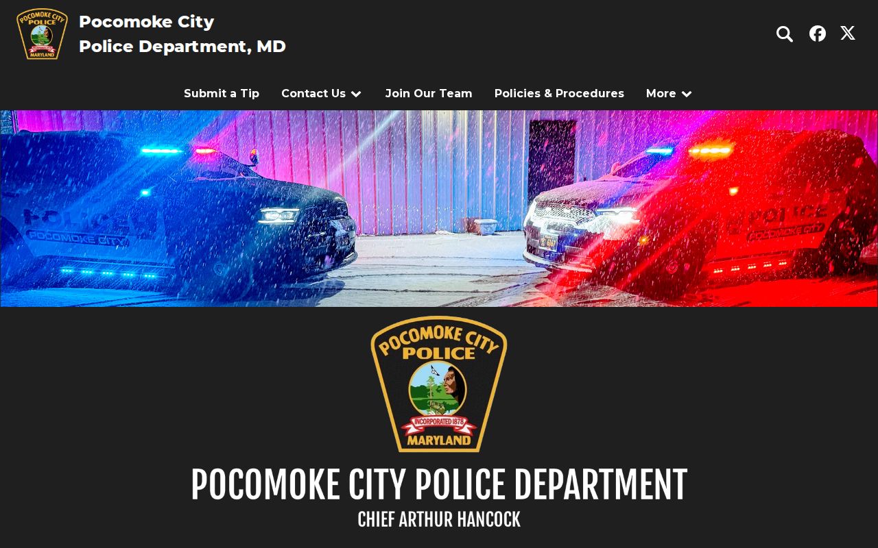 Pocomoke City warrant records: official police homepage and agency contact block